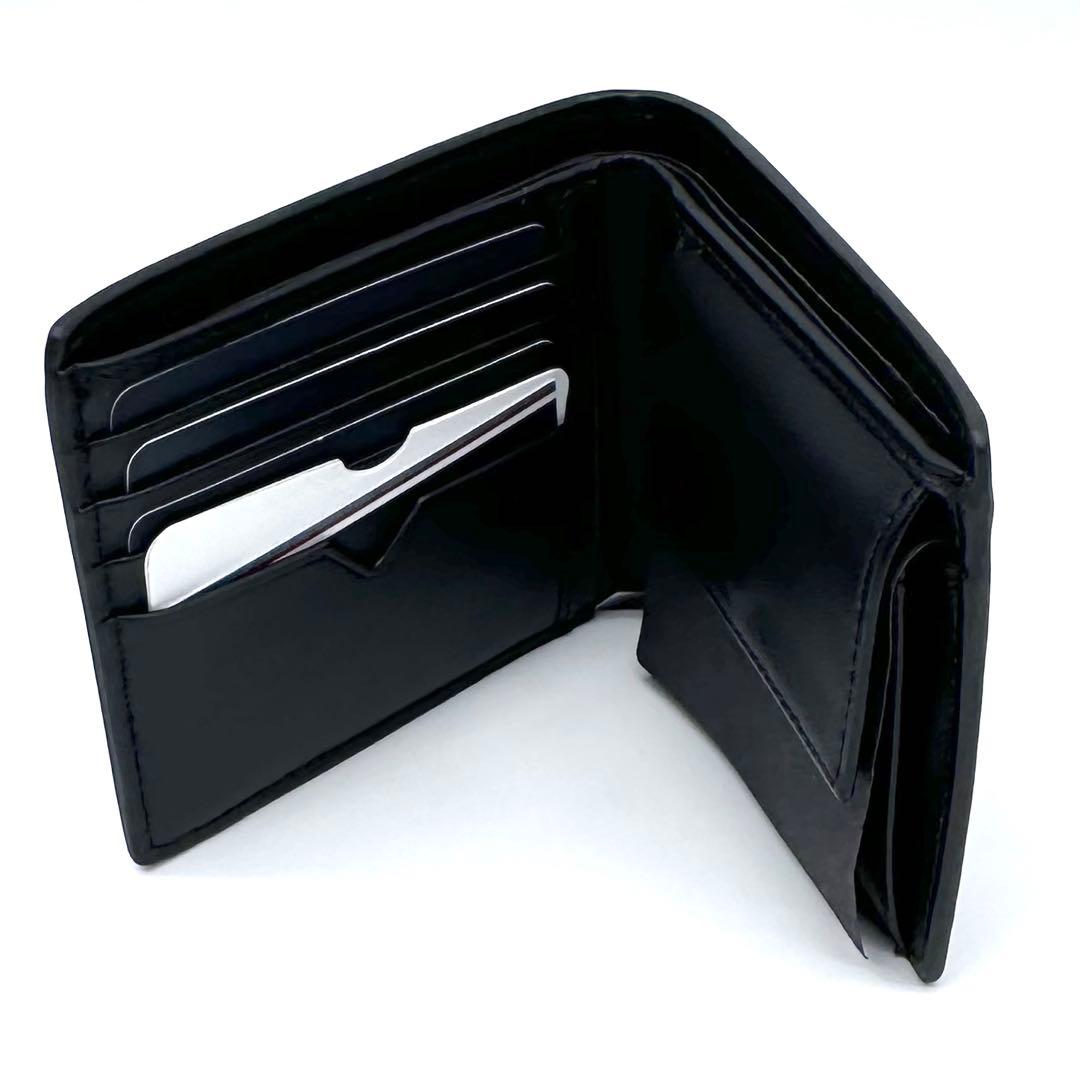 未使用✨トミーヒルフィガー 2つ折り財布 ウォレット ブラック ストライプ 牛革