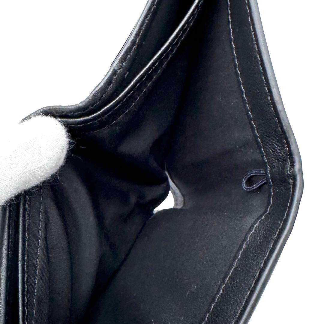 未使用✨トミーヒルフィガー 2つ折り財布 ウォレット ブラック ストライプ 牛革