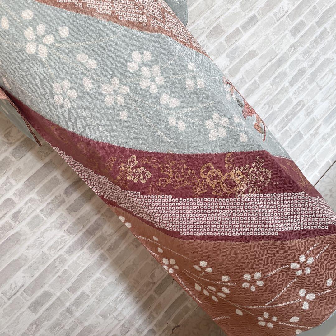 訪問着+長襦袢　フルセット　桜　相良刺繍　絞り　亀甲紋様　入学式　卒業式　Q5