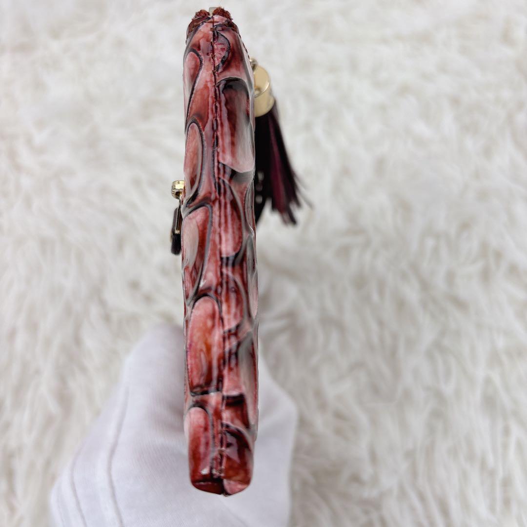 美品✨ATAO アタオ ハート型押しエナメル長財布 ピンク 箱付