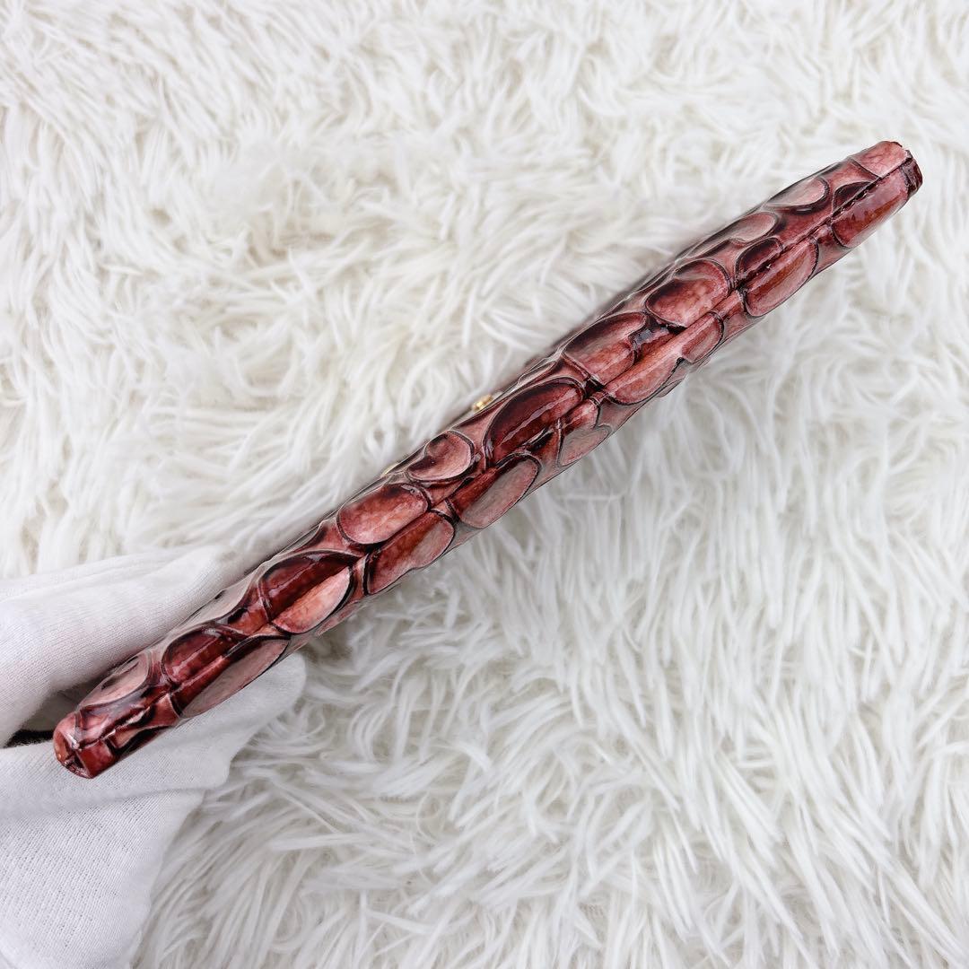 美品✨ATAO アタオ ハート型押しエナメル長財布 ピンク 箱付