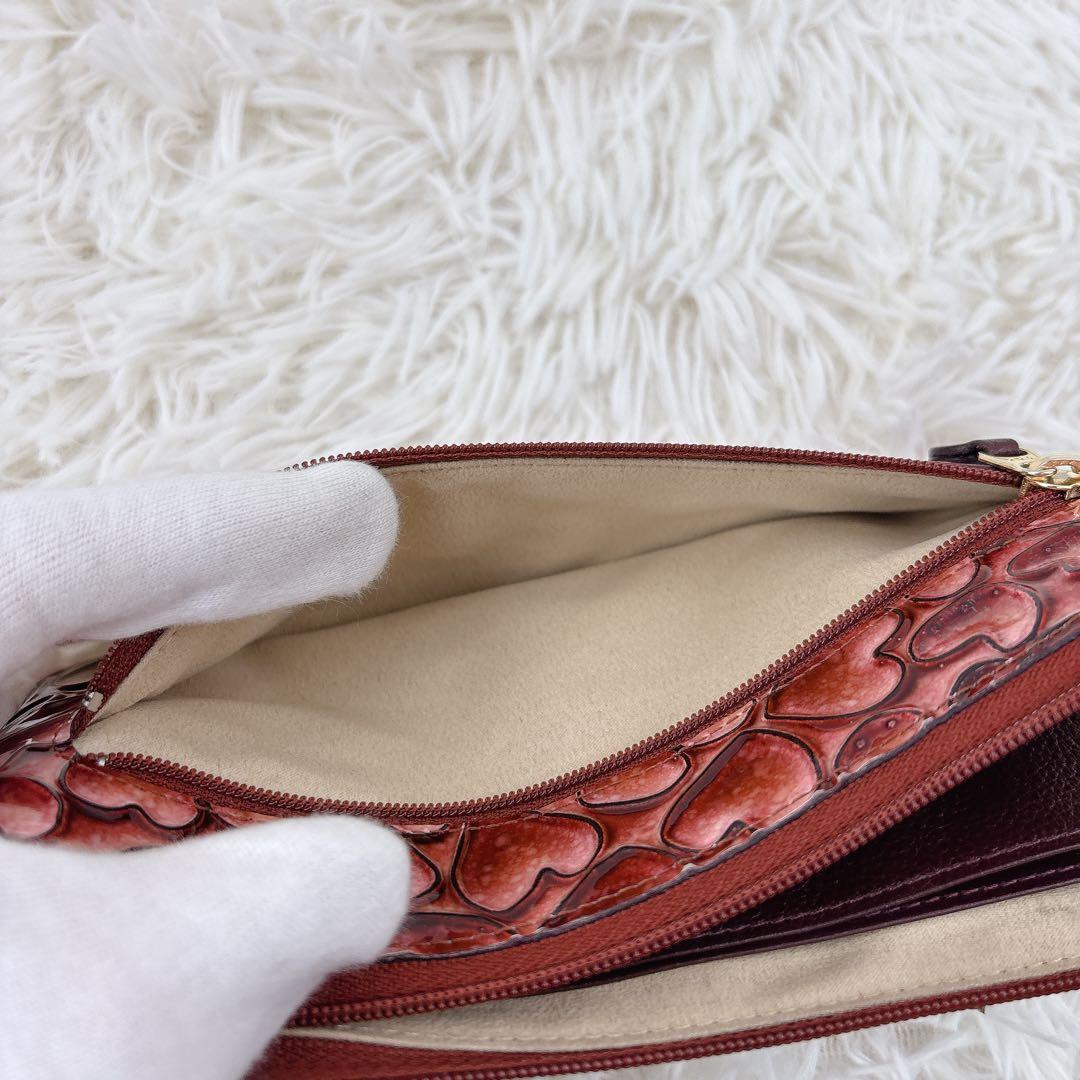 美品✨ATAO アタオ ハート型押しエナメル長財布 ピンク 箱付