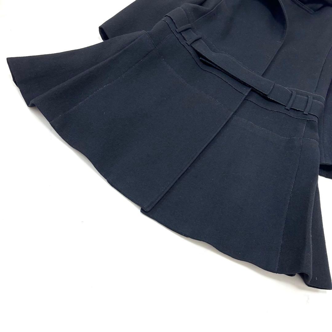 【正規品】プラダ ウール ロングコート 黒 スタンドカラー タック モード系 L