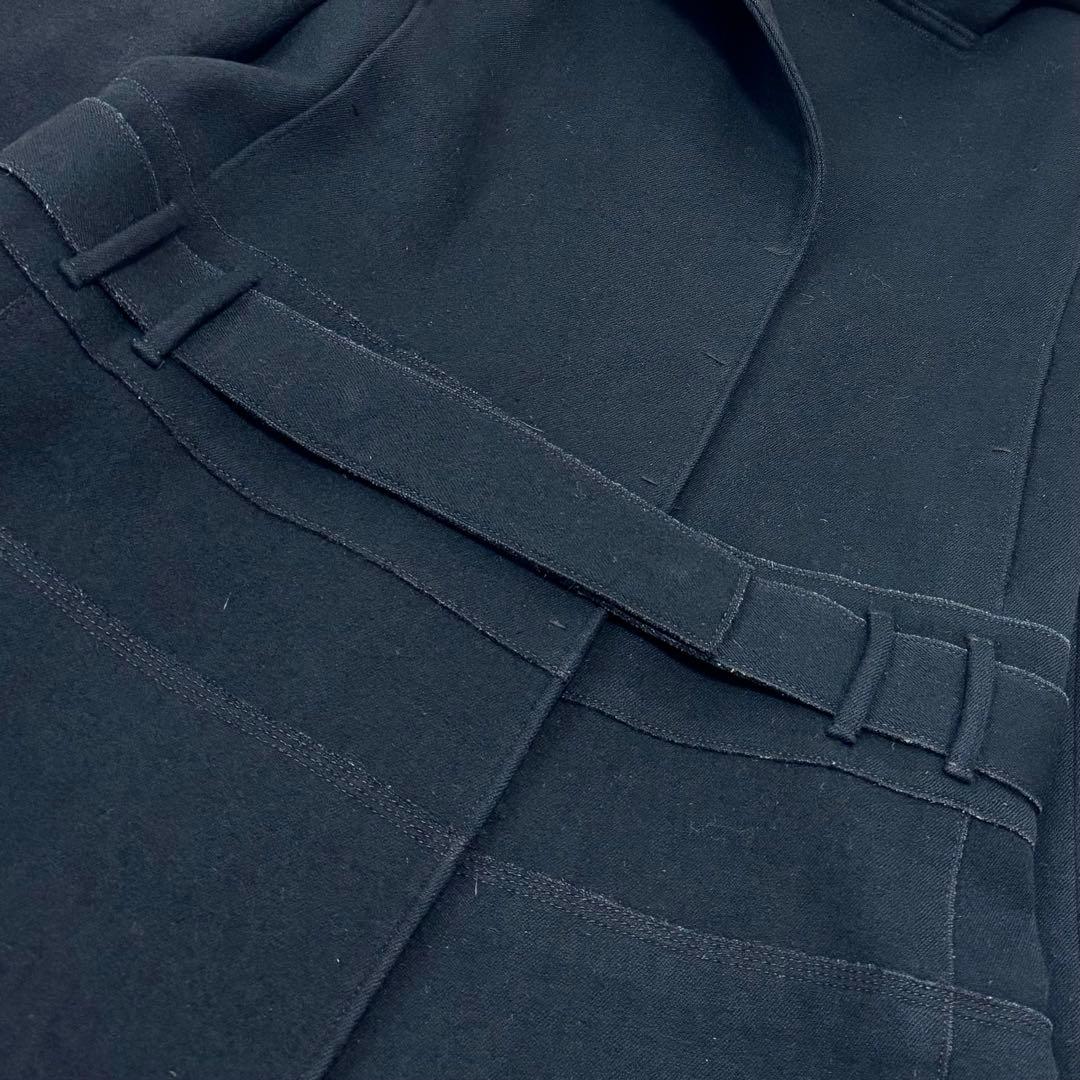 【正規品】プラダ ウール ロングコート 黒 スタンドカラー タック モード系 L