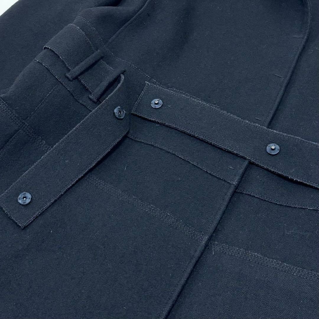 【正規品】プラダ ウール ロングコート 黒 スタンドカラー タック モード系 L