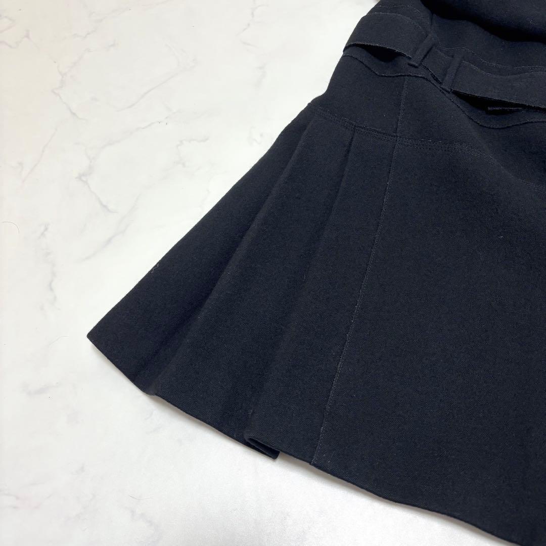 【正規品】プラダ ウール ロングコート 黒 スタンドカラー タック モード系 L