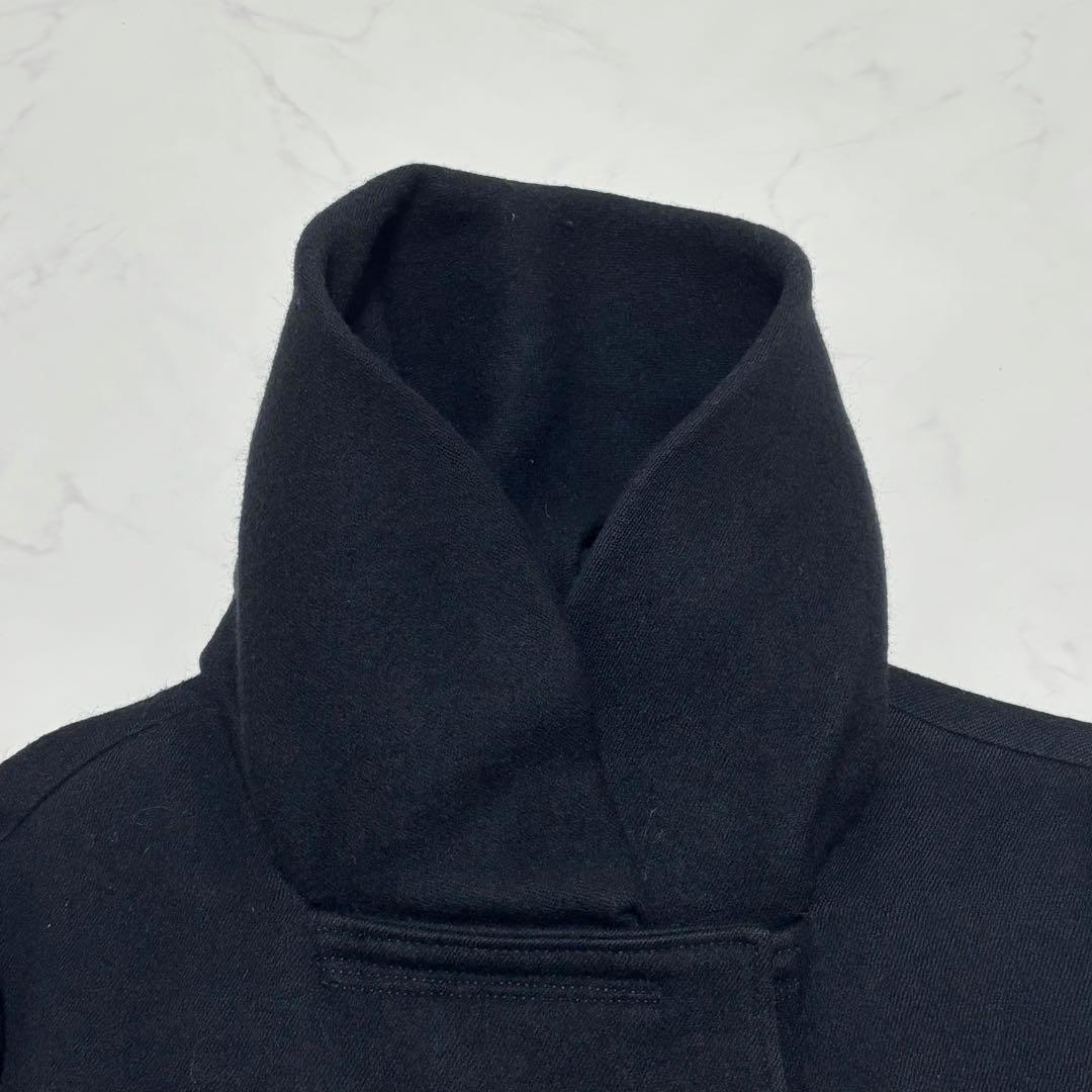 【正規品】プラダ ウール ロングコート 黒 スタンドカラー タック モード系 L