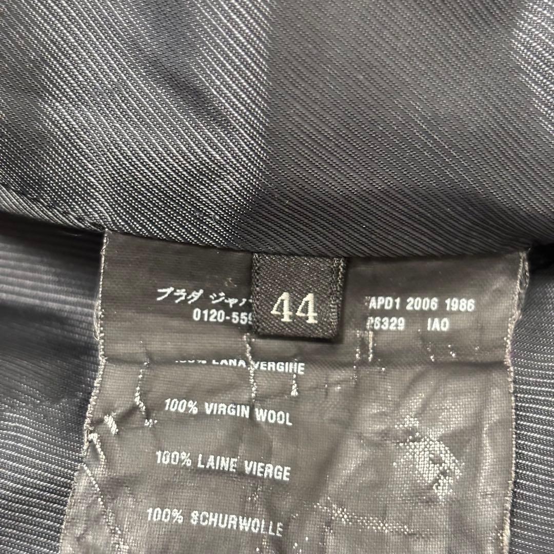 【正規品】プラダ ウール ロングコート 黒 スタンドカラー タック モード系 L