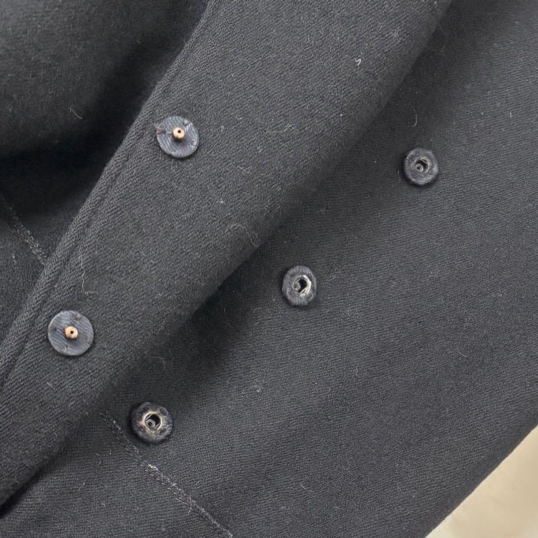 【正規品】プラダ ウール ロングコート 黒 スタンドカラー タック モード系 L