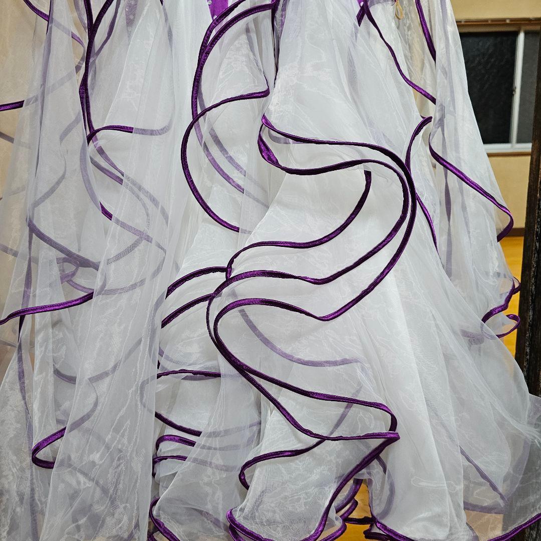 社交ダンス用ドレス 紫色 ビーズ装飾　1回着用