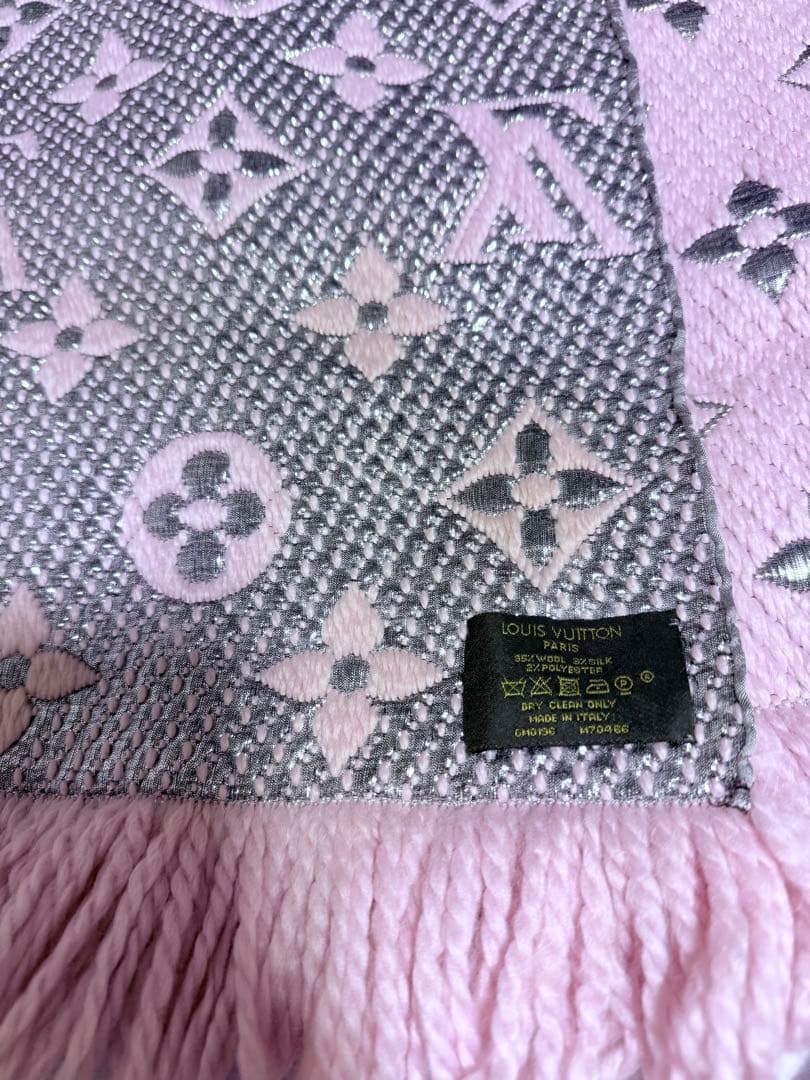 ルイヴィトン M70466　エシャルプ　ロゴマニア マフラー ピンク ウール