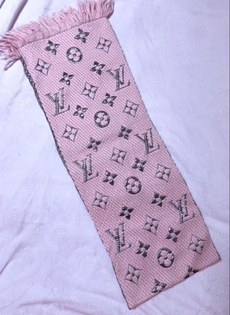 ルイヴィトン M70466　エシャルプ　ロゴマニア マフラー ピンク ウール