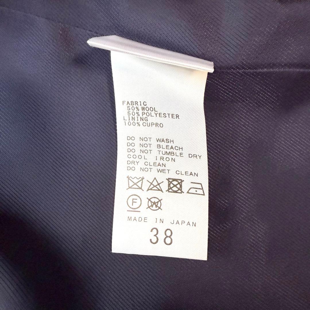 美品 NOBLE チェックピークドロングジャケット 38 ブラウン