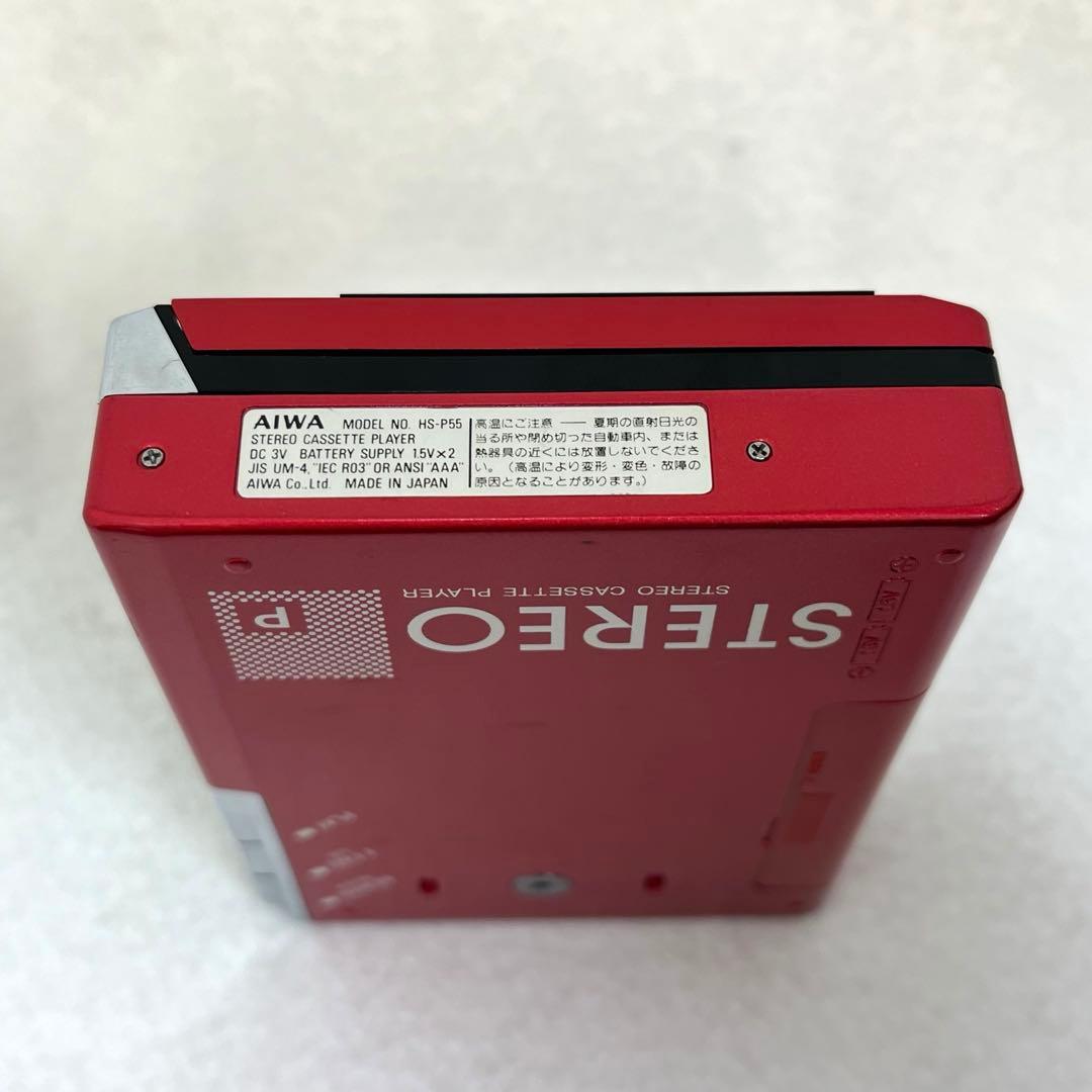 【T】AIWA HS-P55ステレオカセットプレーヤー レッド　カセットボーイ