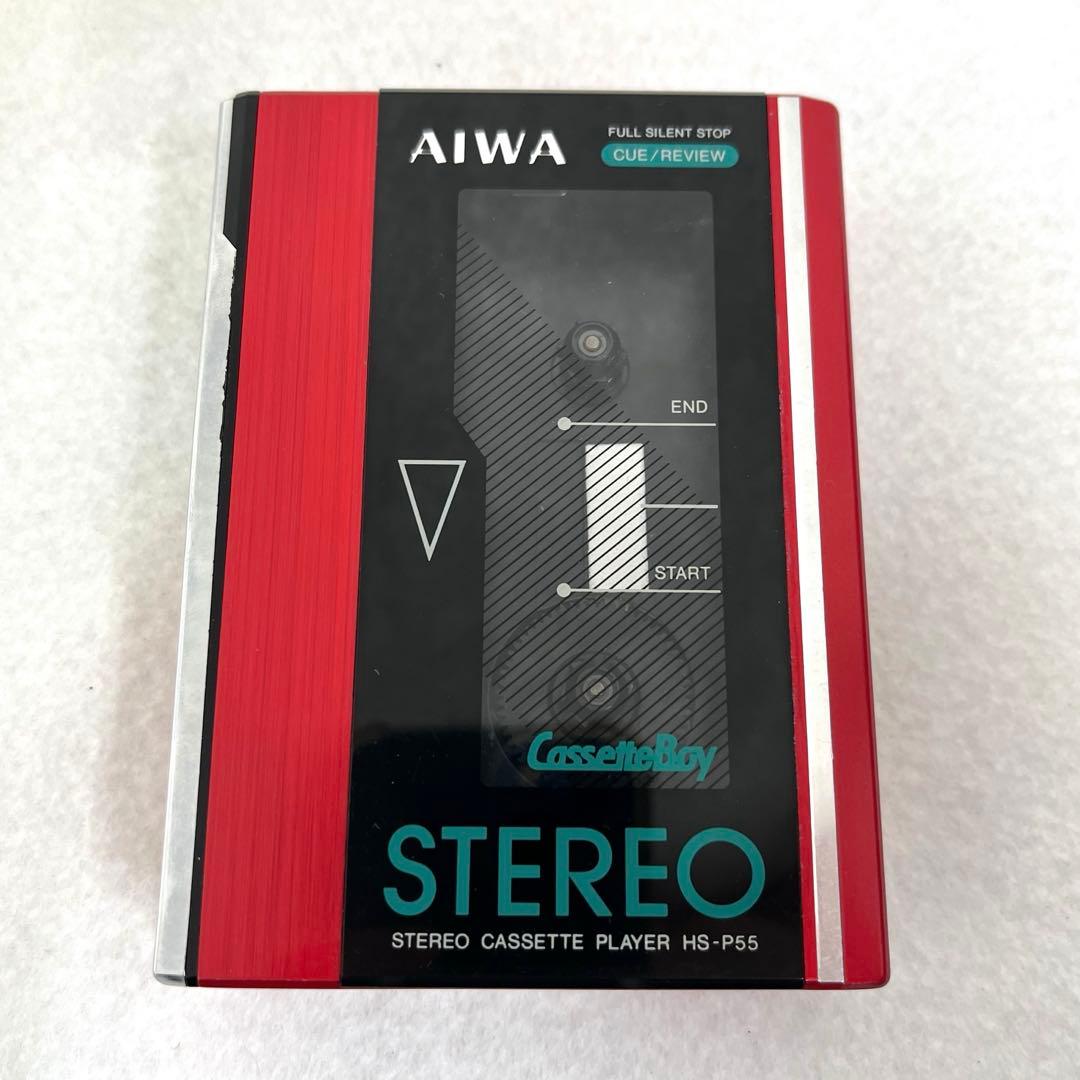 【T】AIWA HS-P55ステレオカセットプレーヤー レッド　カセットボーイ