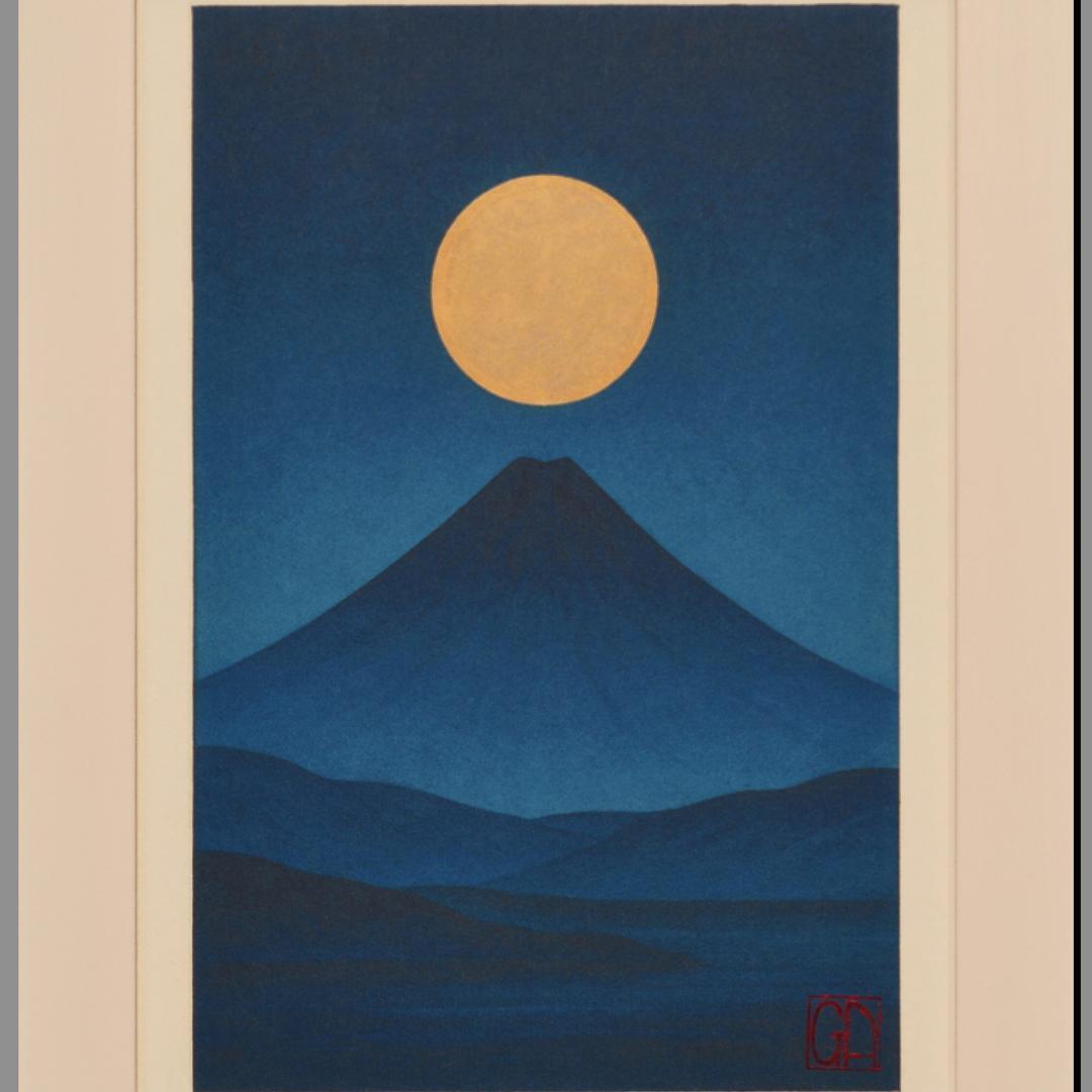 【専用出品】AIデジタルアート●『満月と夜の青富士』『桜富士』がんどうあつし作