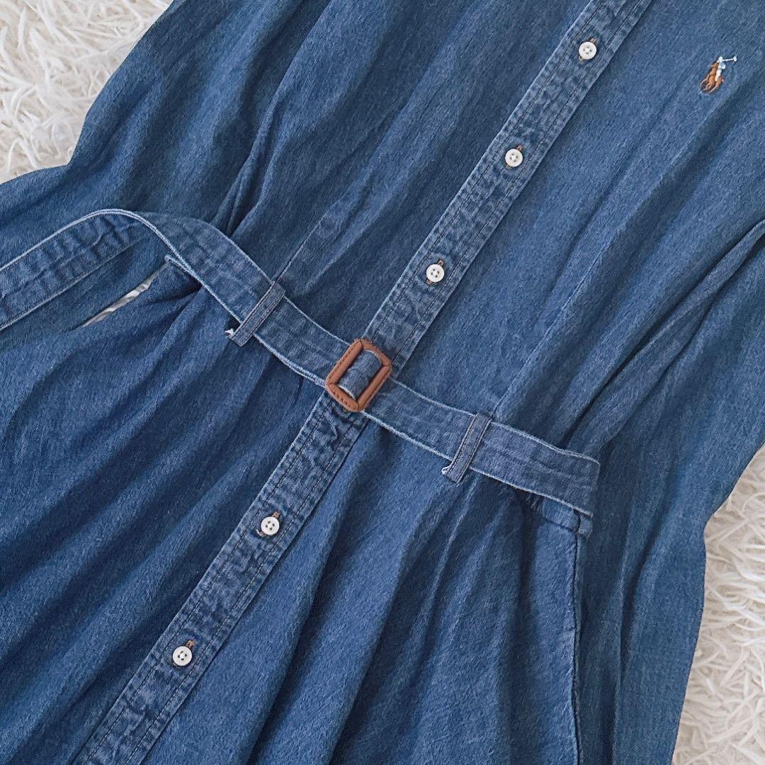 美品 サイズ 6✨ポロラルフローレン デニム シャツワンピース ベルト ポニー