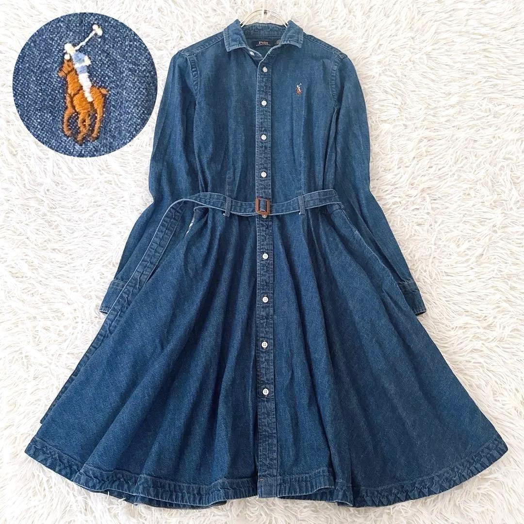 美品 サイズ 6✨ポロラルフローレン デニム シャツワンピース ベルト ポニー