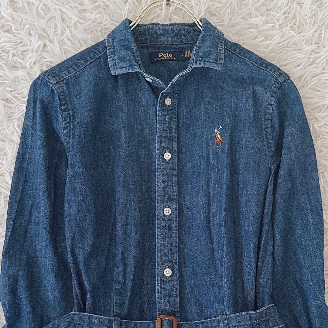 美品 サイズ 6✨ポロラルフローレン デニム シャツワンピース ベルト ポニー