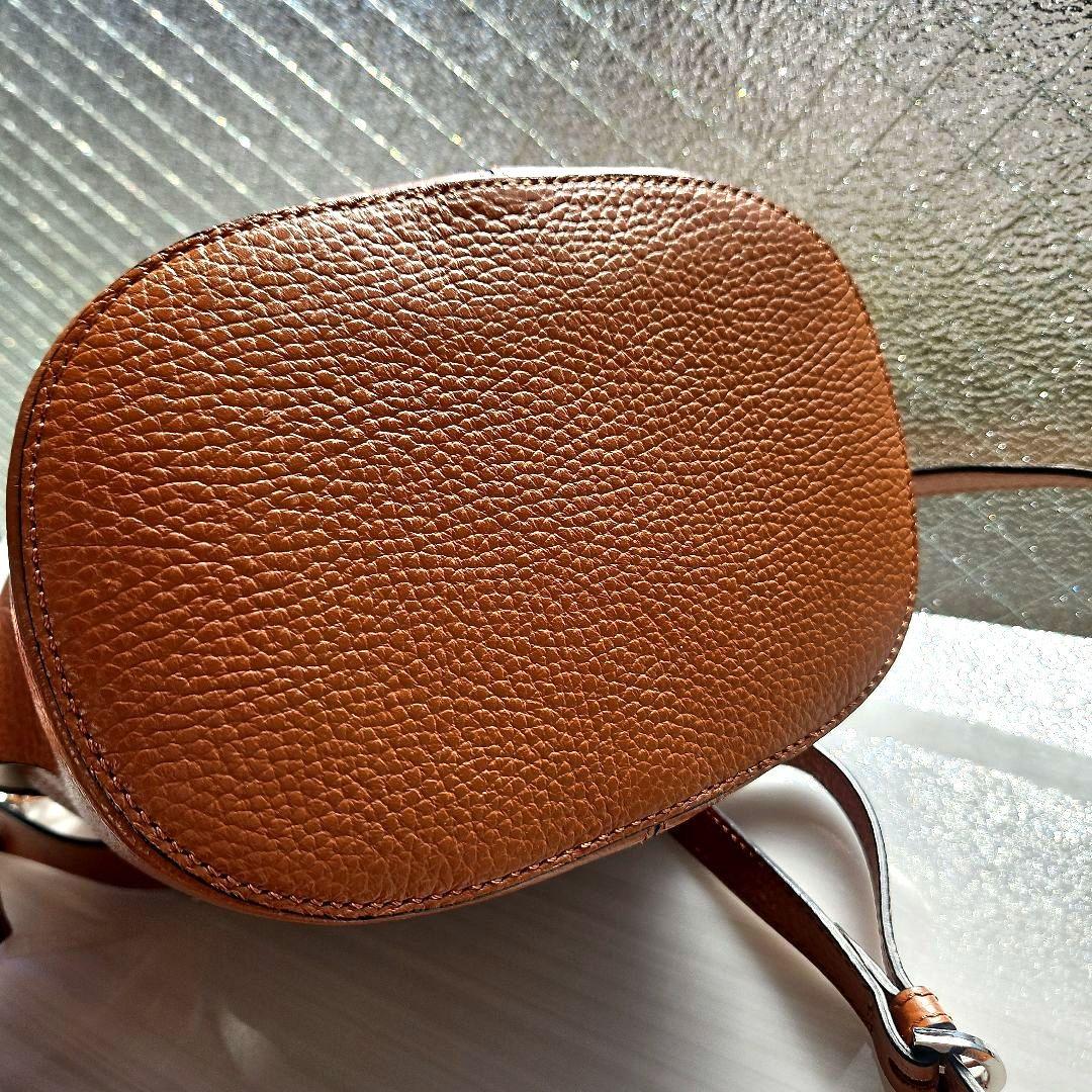 オーロラプレステージ シュリンクレザー巾着バッグ茶AURORA PRESTIGE