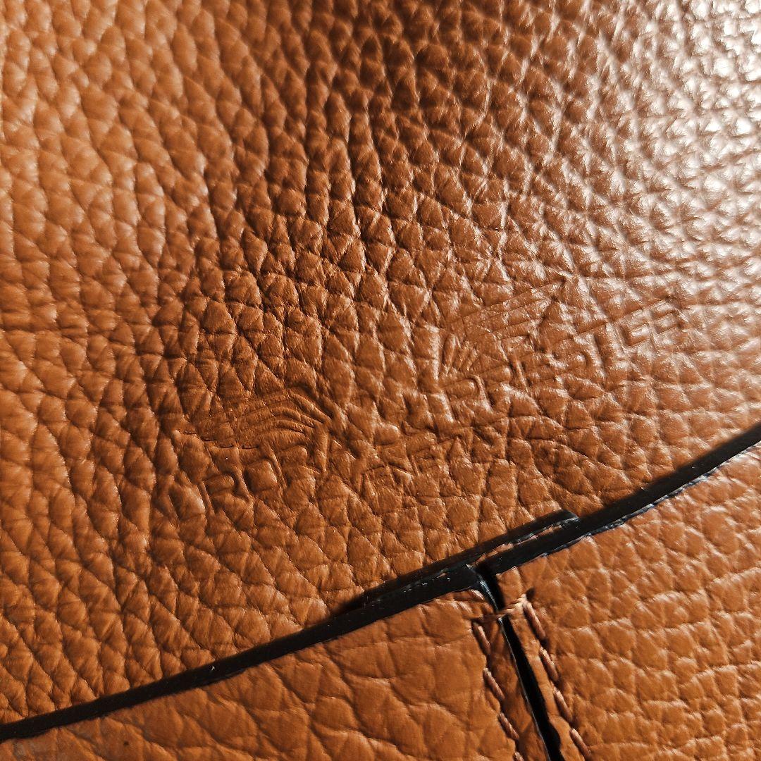 オーロラプレステージ シュリンクレザー巾着バッグ茶AURORA PRESTIGE