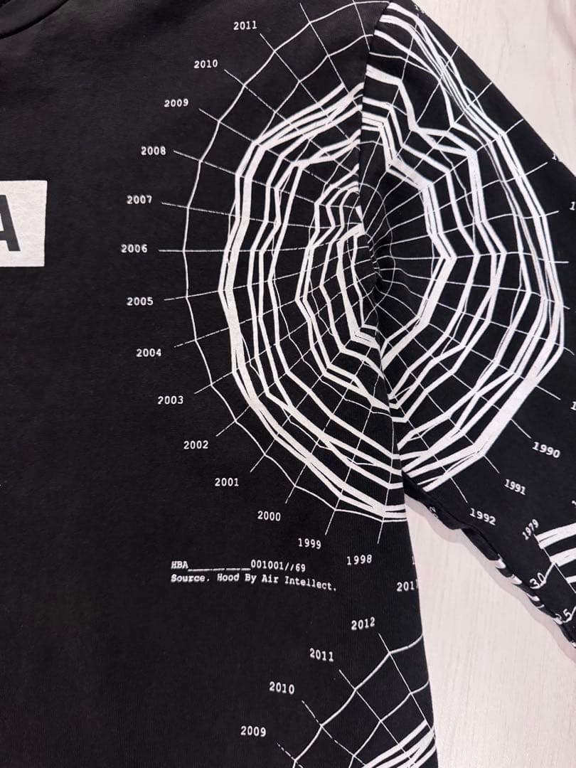 HBA 地形図風長袖カットソー L ブラック Hood by air