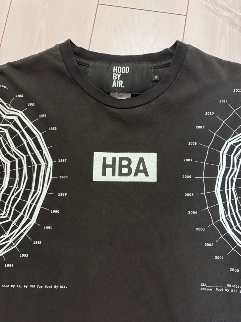 HBA 地形図風長袖カットソー L ブラック Hood by air