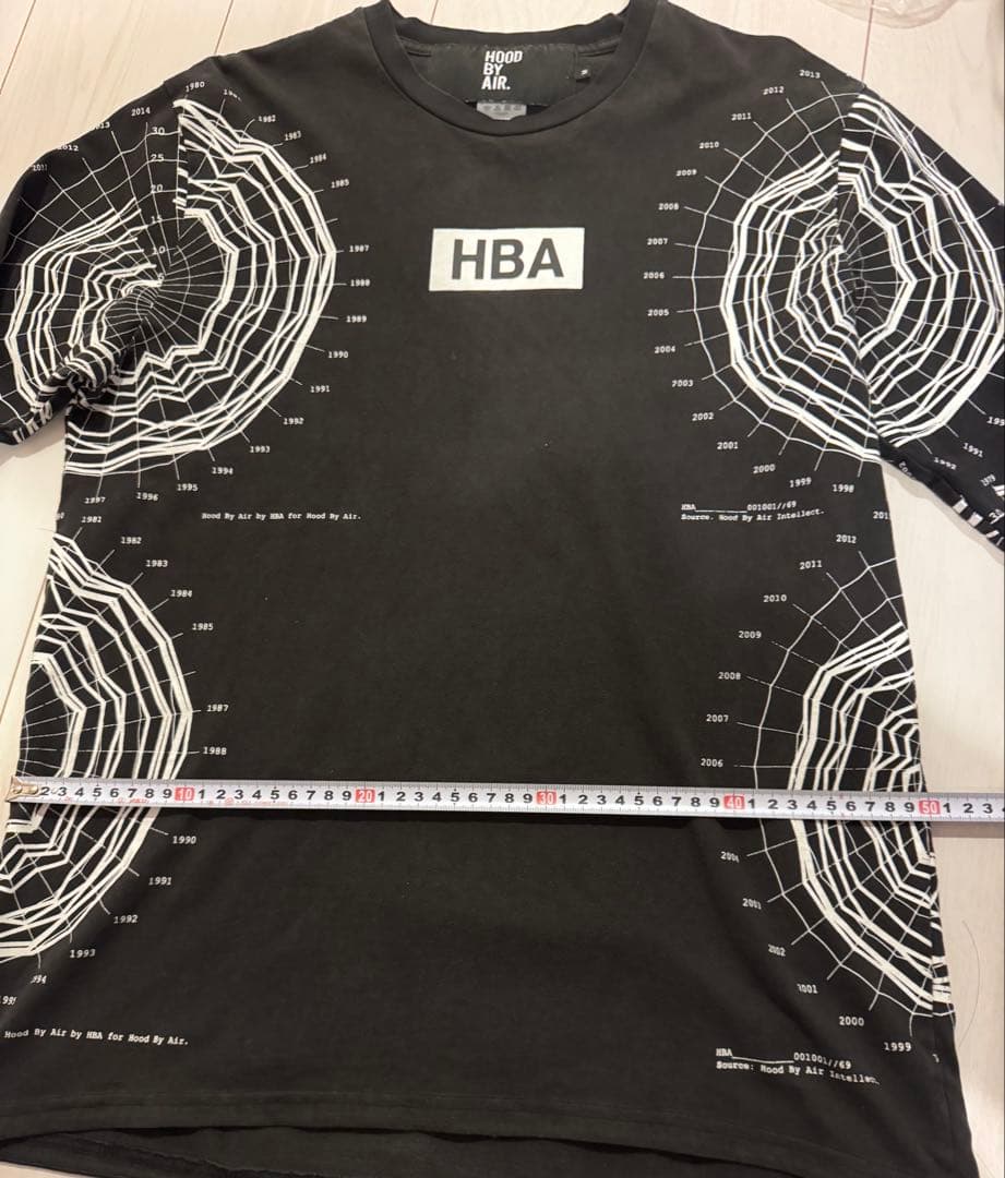 HBA 地形図風長袖カットソー L ブラック Hood by air