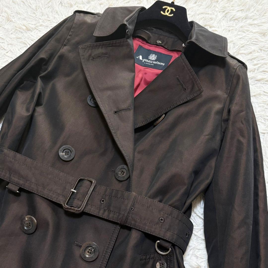極美品 現行 アクアスキュータム トレンチコート ライナー クラブチェック
