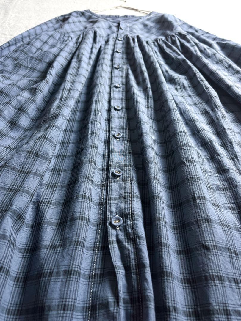 【Vlas Blomme】ヴラスブラム 2wayチェック切替ギャザーワンピース