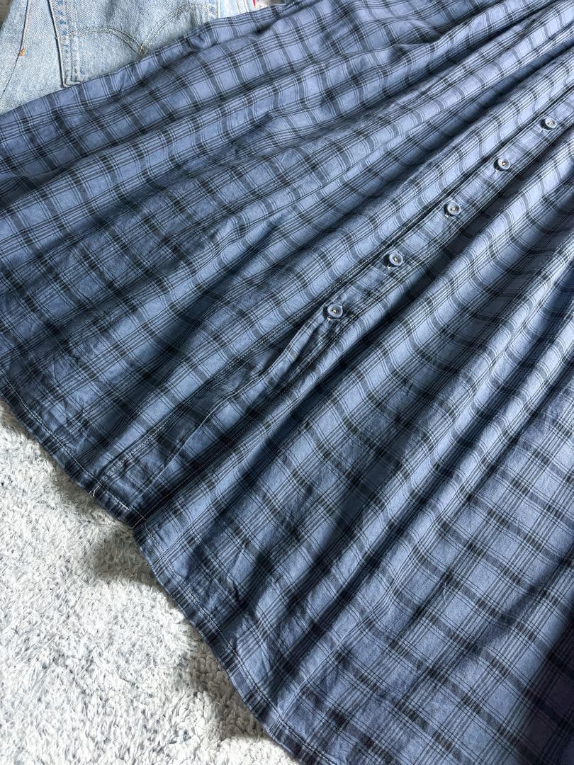 【Vlas Blomme】ヴラスブラム 2wayチェック切替ギャザーワンピース