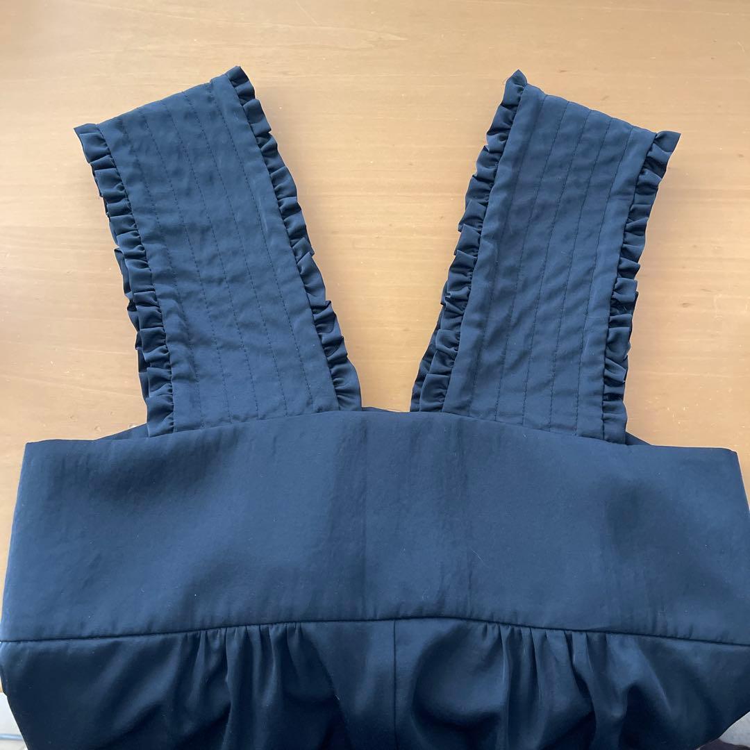 yori サテンフリルサロペット ブラック 36 ヨリ