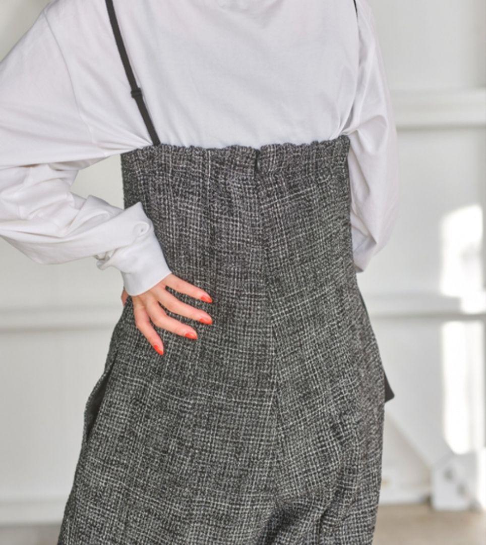 美品 Spick & Span ツイードサロペット ブラック 38 肩紐調整可