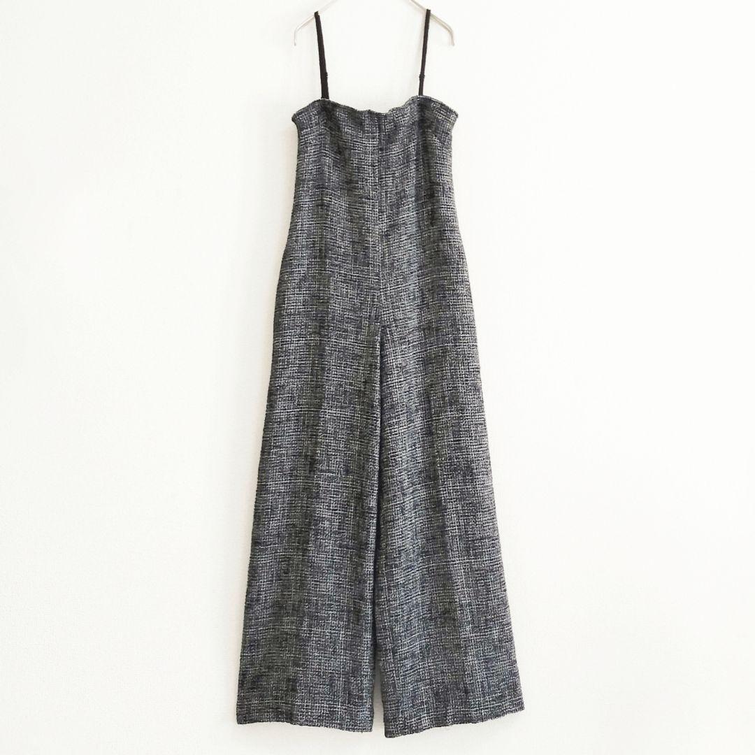 美品 Spick & Span ツイードサロペット ブラック 38 肩紐調整可