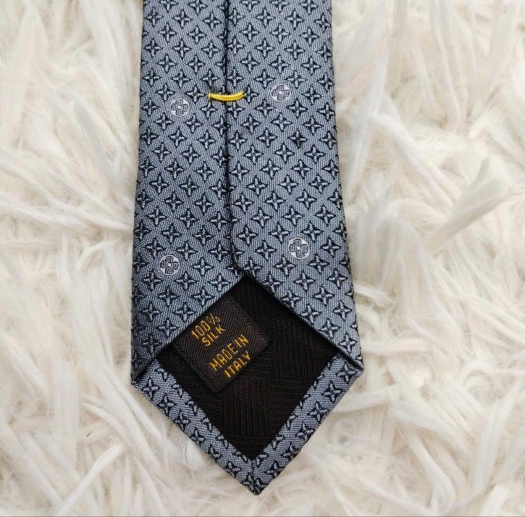 ルイヴィトン 高級シルクネクタイ 総柄 グレー