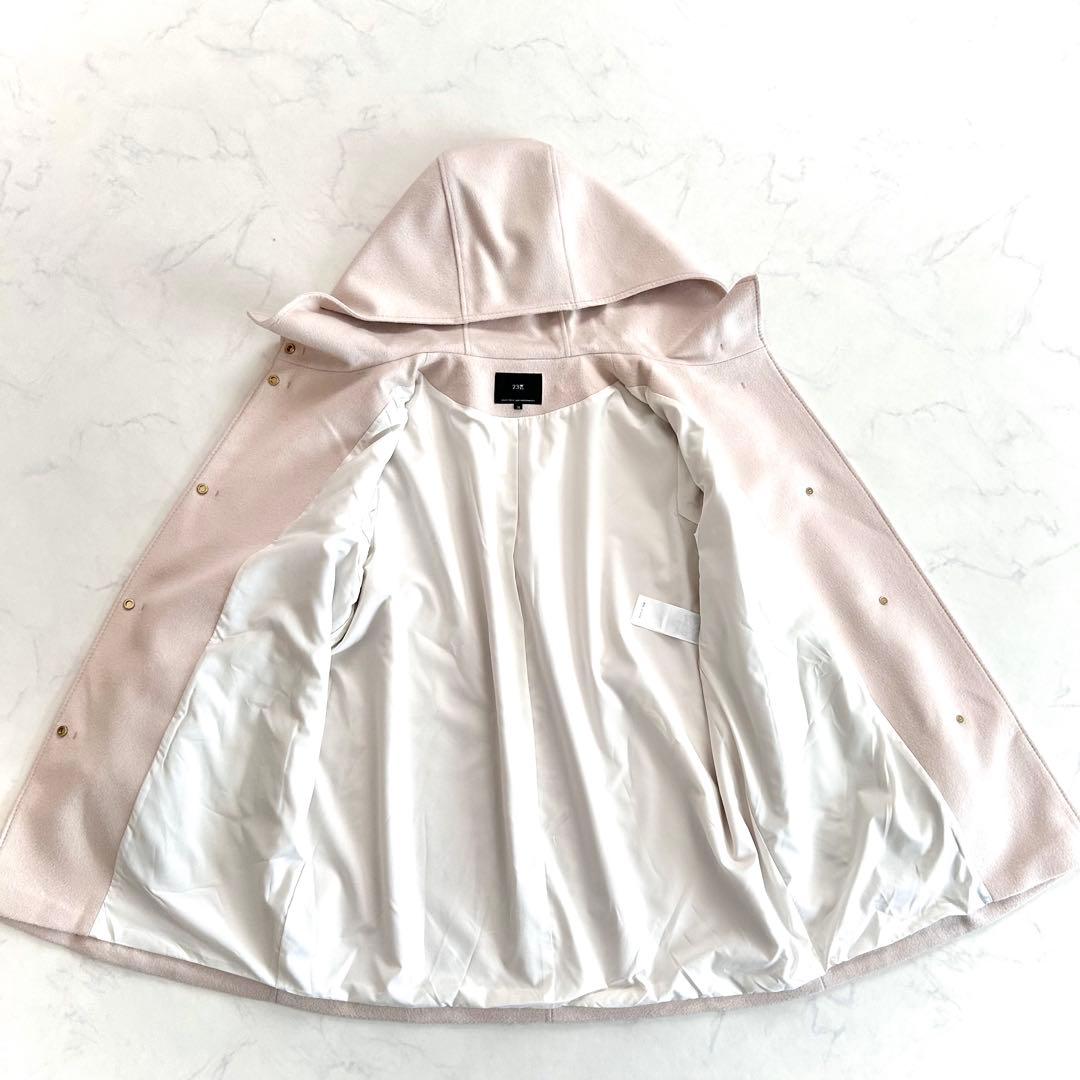 ま*ゃ様 近年 23区 ウールカシミヤ ビーバー フード付き ショートコート ベ