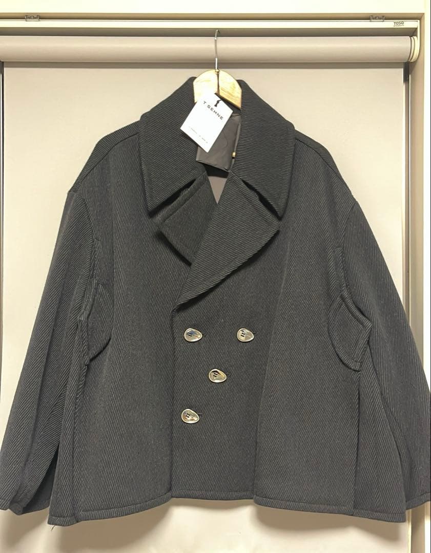 ジャケット・アウター T/SEHNE double layered pea coat black