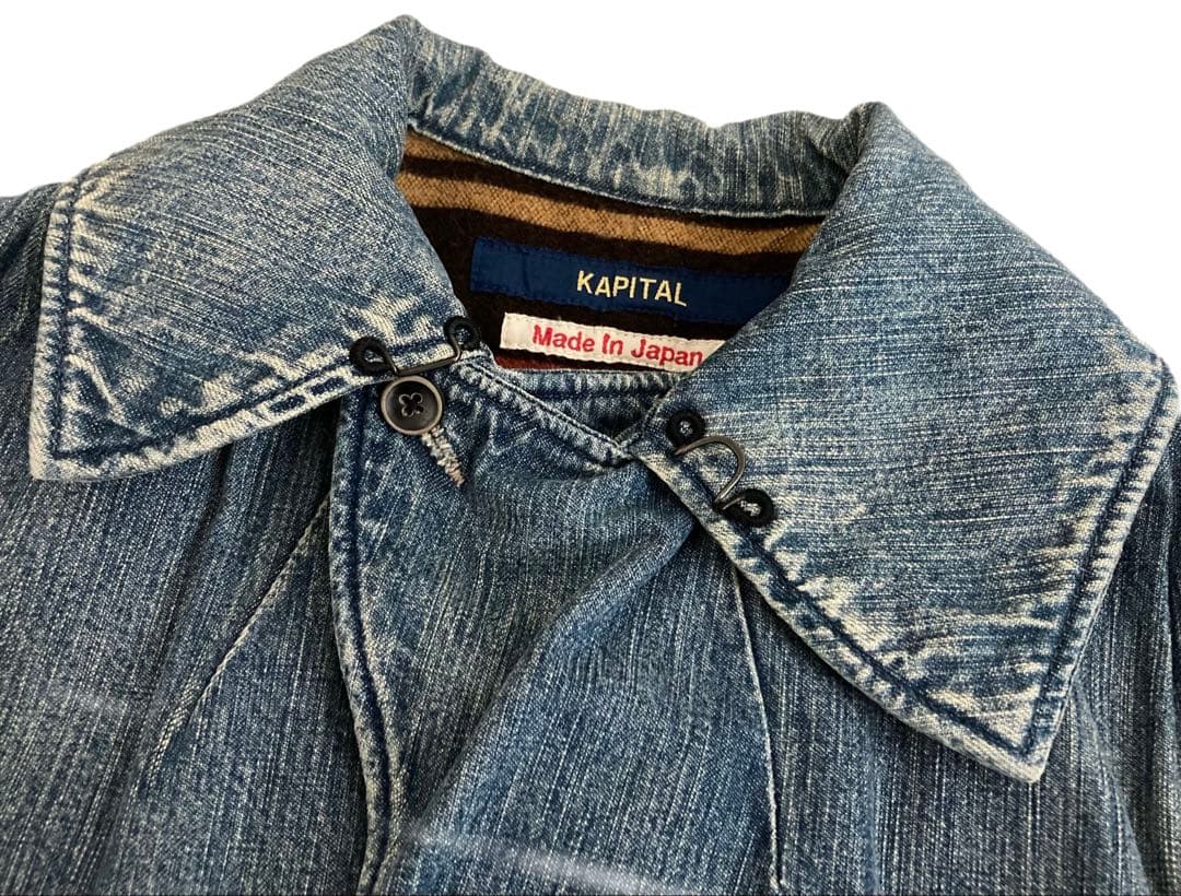 KAPITAL ヴィンテージ加工 裏毛 ストライプ デニム ジャケット