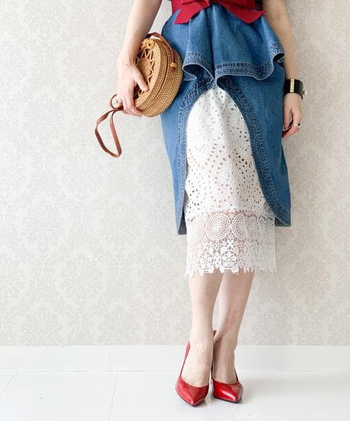 希少アイテム cheap!!by vaNiteペプラムレイヤードデニムワンピース