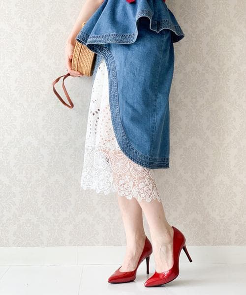 希少アイテム cheap!!by vaNiteペプラムレイヤードデニムワンピース