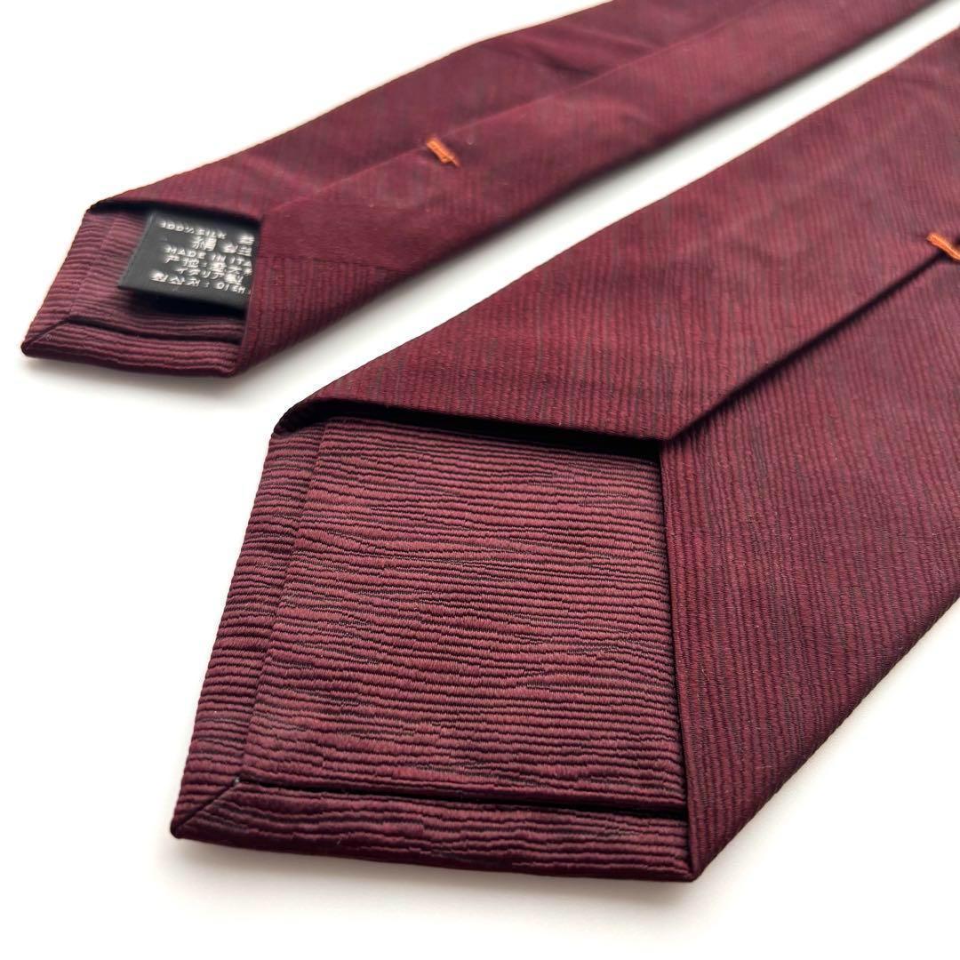 ꧁美品꧂ ゼニア ネクタイ 無地 ソリッドタイ ビジネス バーガンディ 現行タグ