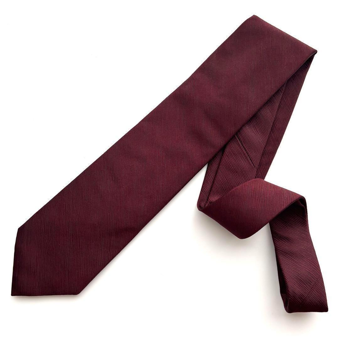 ꧁美品꧂ ゼニア ネクタイ 無地 ソリッドタイ ビジネス バーガンディ 現行タグ