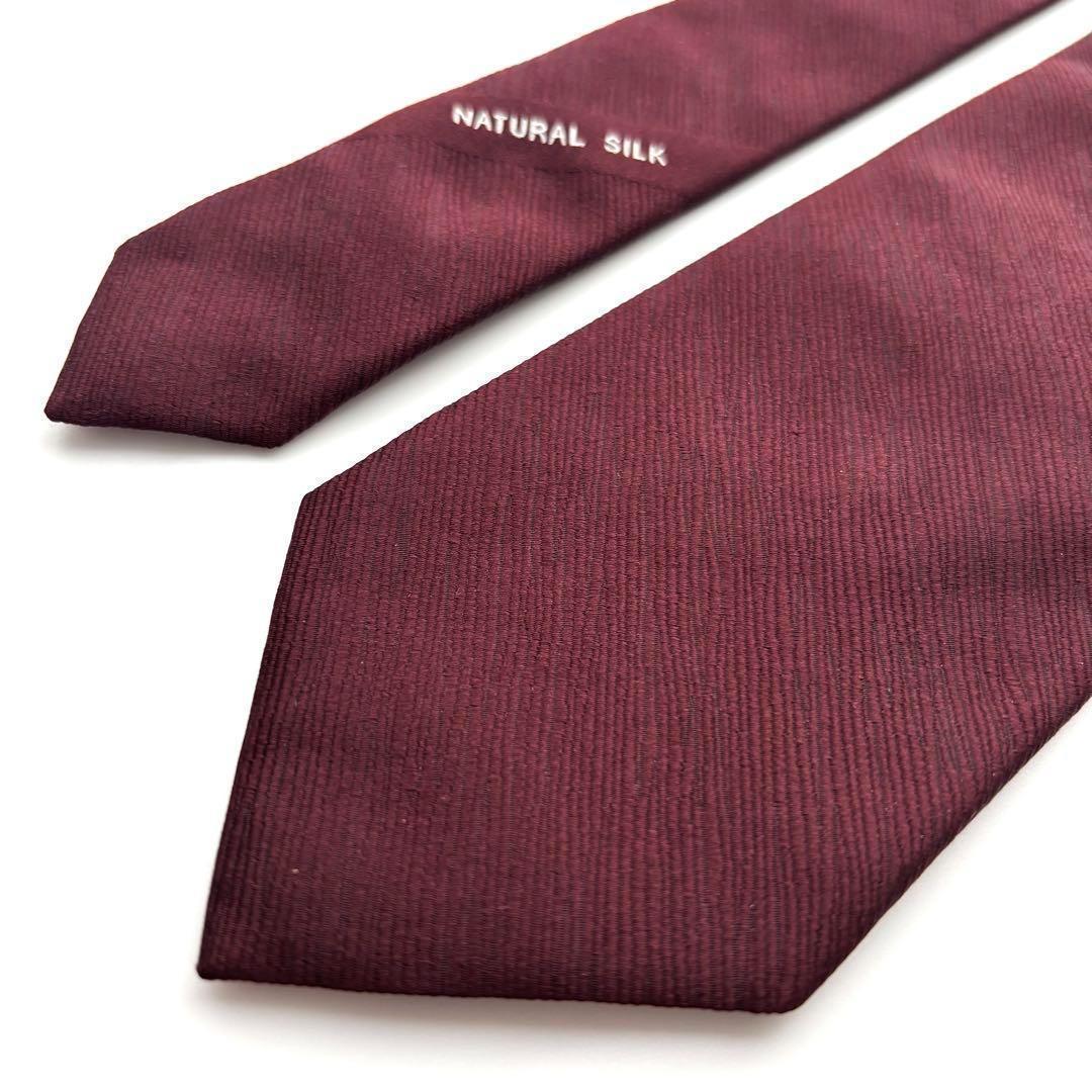 ꧁美品꧂ ゼニア ネクタイ 無地 ソリッドタイ ビジネス バーガンディ 現行タグ