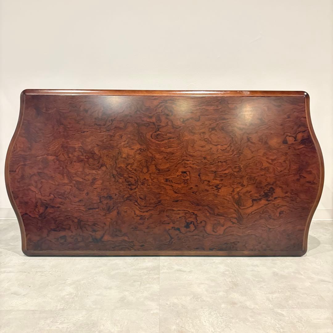 カリモク コロニアル センターテーブル 棚付き ラタン張り ローテーブル