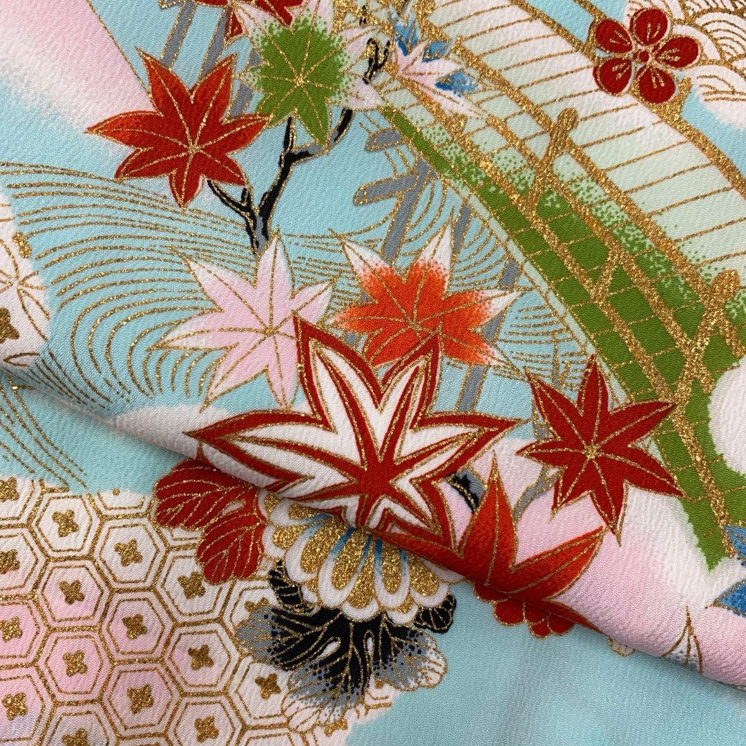 507agu52,袋帯□七五三 7歳 セミアンティーク 女児 着物のみ□状態良好