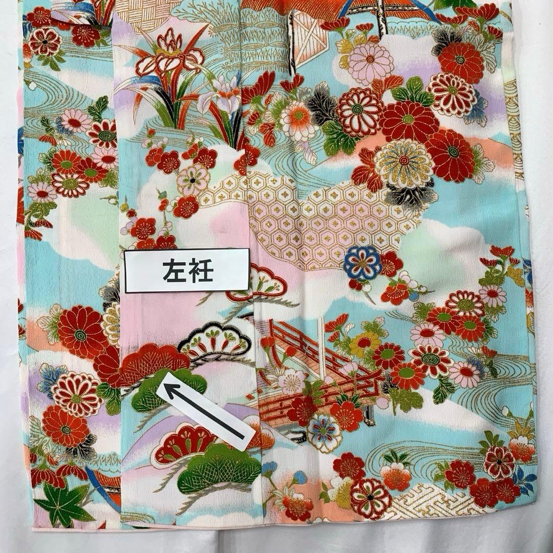 507agu52,袋帯□七五三 7歳 セミアンティーク 女児 着物のみ□状態良好