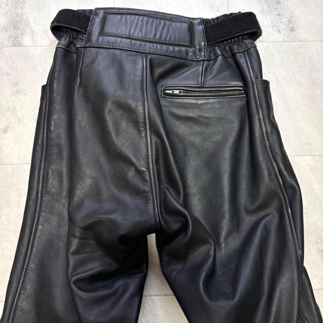 【超希少】クシタニ 牛革 レザーパンツ ブラック ウエストベルト付き Lサイズ