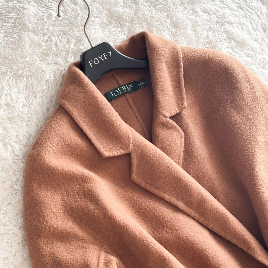 ローレンラルフローレン　チェスターコート　ロングコート　ウール　リボン　キャメル