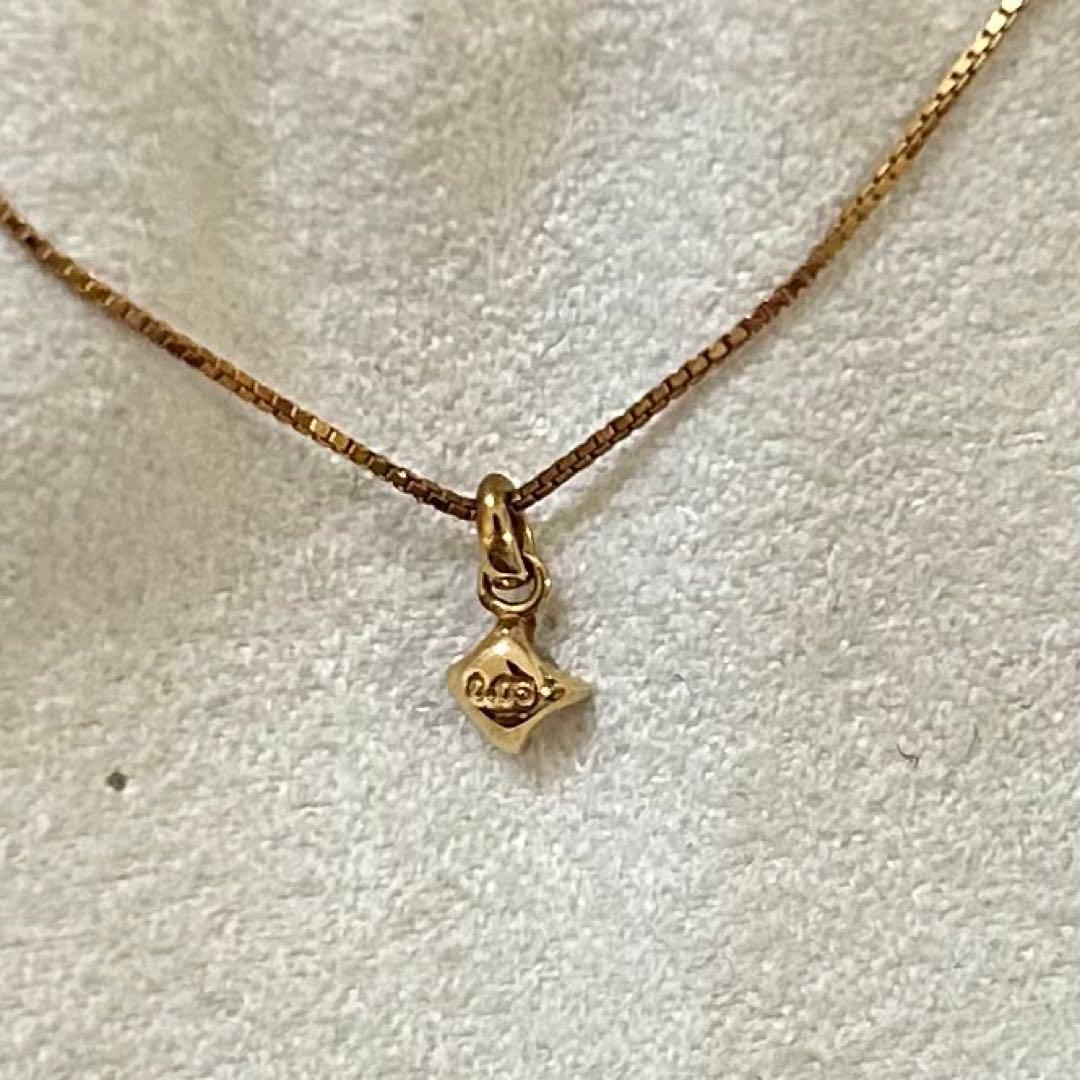 美品　廃盤　agete 一粒ダイヤネックレス　K18Yベネチアンチェーン　深津