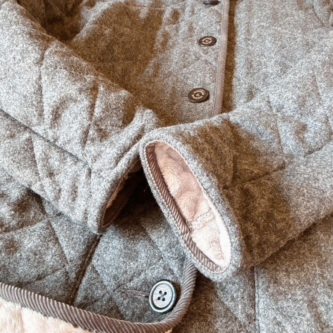 LAVENHAM ラベンハム ボアキルティングコート グレー 38